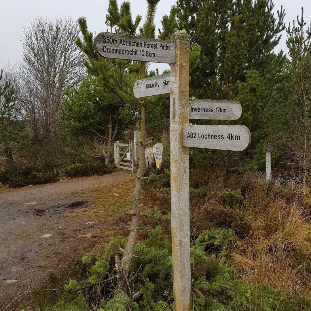 Sign on the Great Glen Way, Abriachan